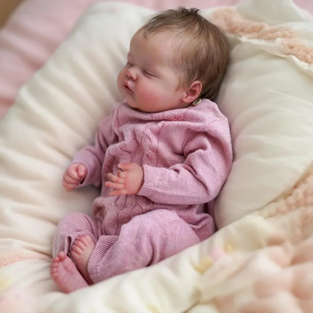 Realistic Reborn Baby Doll Girl 18 Inch Sleeping Newborn Lifelike Cloth Body - Picture 1 of 5